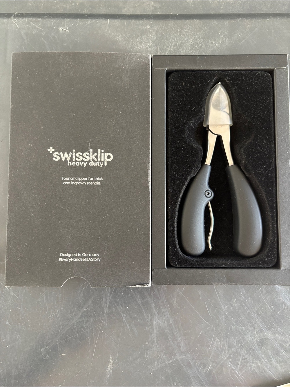 Heavy Duty Black Toenail Clipper for Men - Ergonomic Grip, Swisssklip.